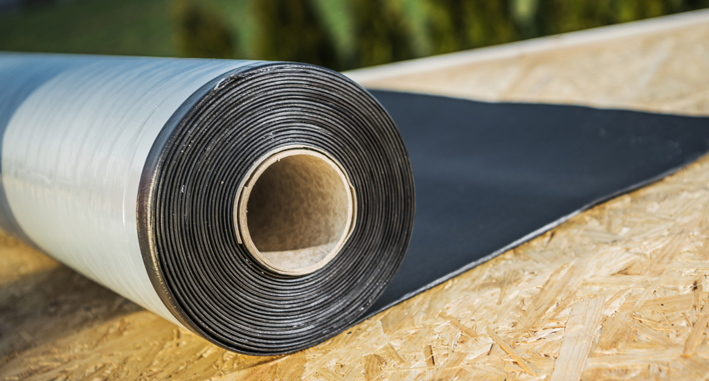 Roll of Black EPDM roofing material